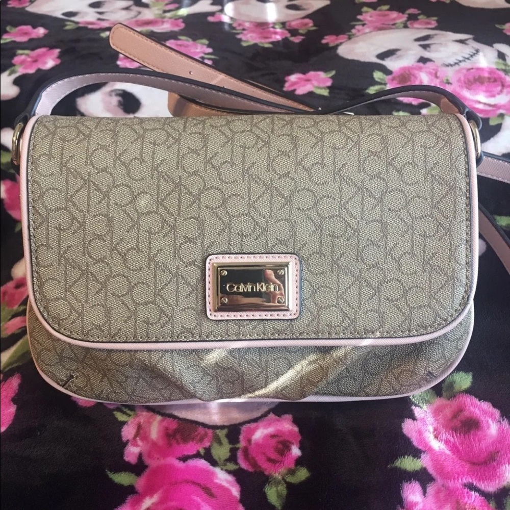 Calvin Klein Pink And Brown Crossbody